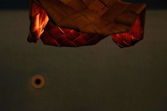 Image 1 of Lampada a sospensione intrecciata scandinava Japandi, lampada a sospensione vintage