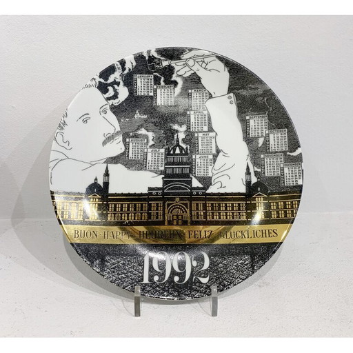 Vintage calendar porcelain plate by Piero Fornasetti, 1992