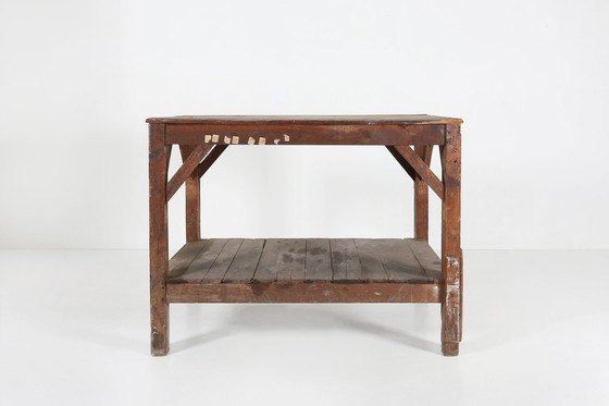 Image 1 of  French Industrial Console Table In Wood, 1920S