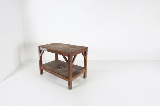 Image 1 of  French Industrial Console Table In Wood, 1920S