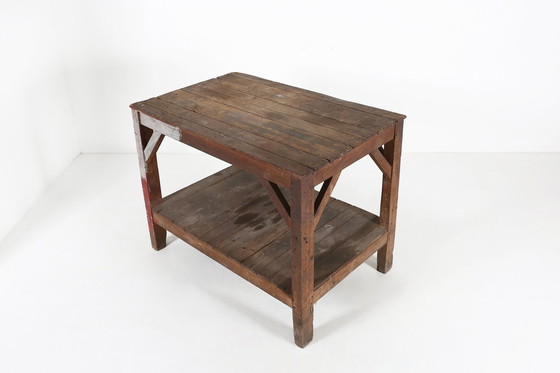 Image 1 of  French Industrial Console Table In Wood, 1920S