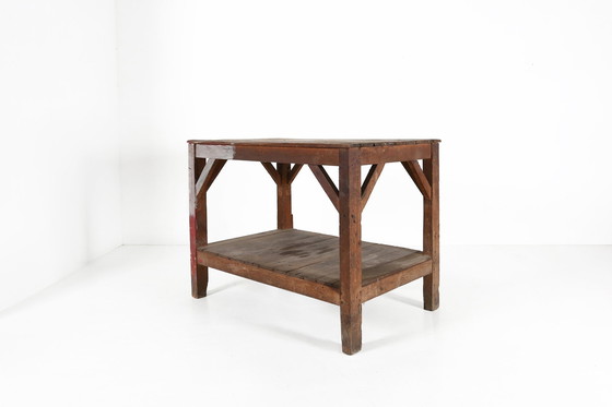 Image 1 of  French Industrial Console Table In Wood, 1920S