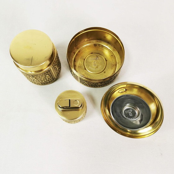 Image 1 of Vintage Art Deco brass and metal smoking set for Erhard, Germany 1960