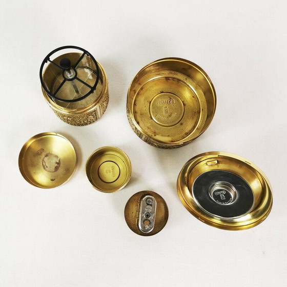 Image 1 of Vintage Art Deco brass and metal smoking set for Erhard, Germany 1960