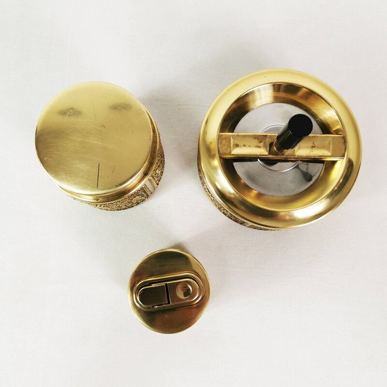 Image 1 of Vintage Art Deco brass and metal smoking set for Erhard, Germany 1960