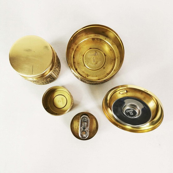 Image 1 of Vintage Art Deco brass and metal smoking set for Erhard, Germany 1960