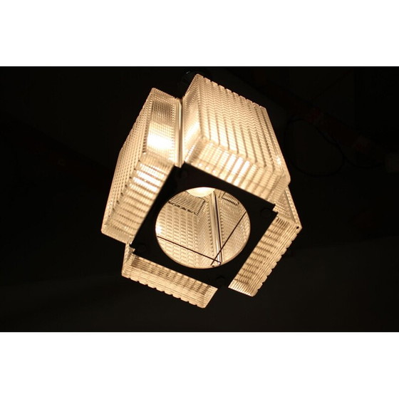 Image 1 of Pair of vintage chrome and glass suspension, Czechoslovakia 1960