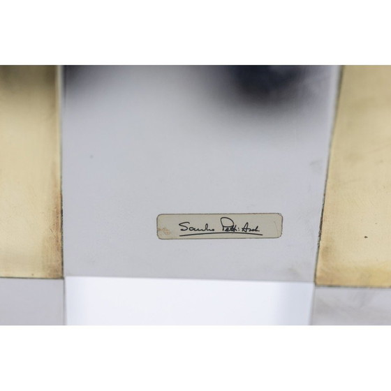 Image 1 of Vintage geometric lamp in silver and gold metal, Italy 1970