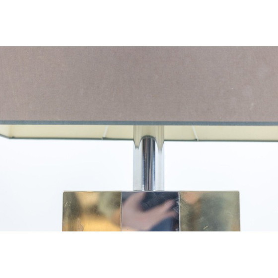 Image 1 of Vintage geometric lamp in silver and gold metal, Italy 1970