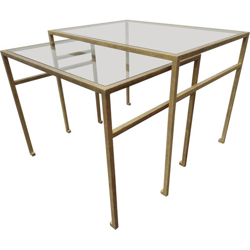 Vintage brass and glass nesting tables, 1970