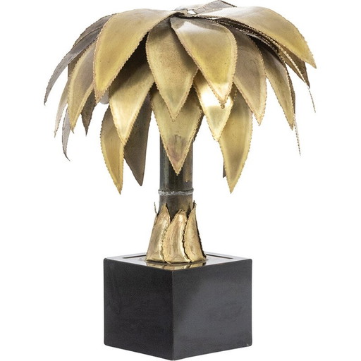 Vintage palm tree lamp in gilded brass for La Maison Jansen, France 1970