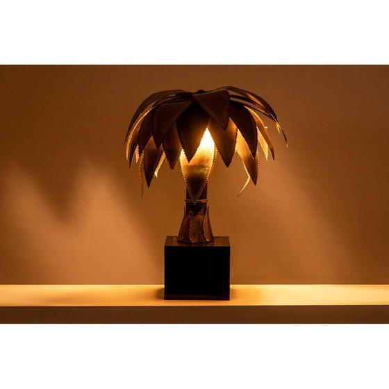 Image 1 of Vintage palm tree lamp in gilded brass for La Maison Jansen, France 1970