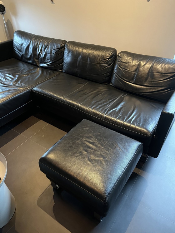 Image 1 of Rolf Benz Leather Sofa With Hocker