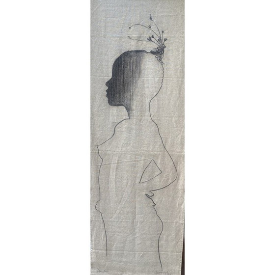 Image 1 of Vintage canvas "Fleur noire" by Ferrand André, 1999