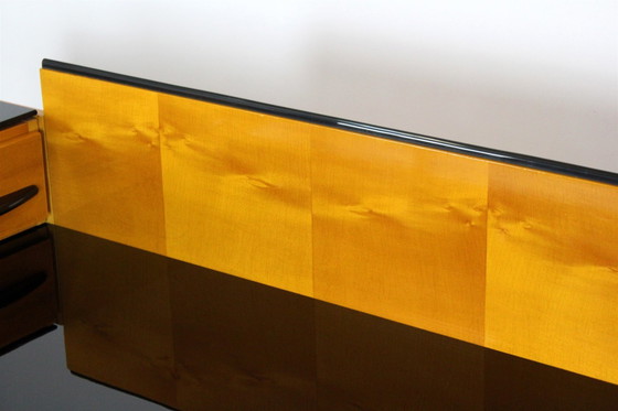 Image 1 of Modular Desk Set With Black Glass Top By Mojmir Pozar, 1960S, Set Of 3