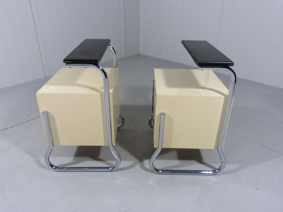 Image 1 of Tube Frame Nightstands/Bed Tables 1950'S