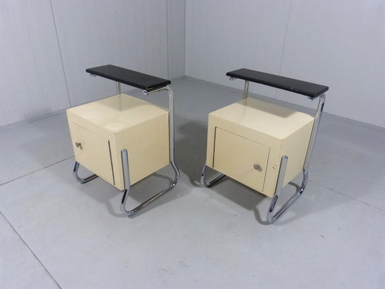 Image 1 of Tube Frame Nightstands/Bed Tables 1950'S