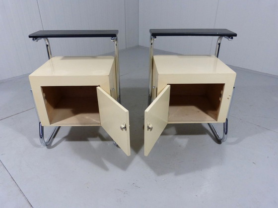 Image 1 of Tube Frame Nightstands/Bed Tables 1950'S