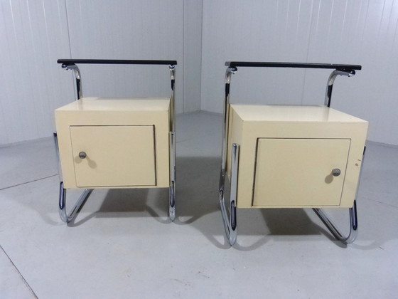 Image 1 of Tube Frame Nightstands/Bed Tables 1950'S