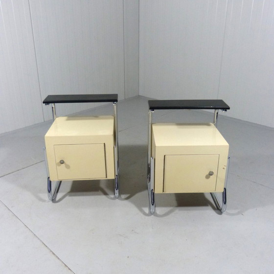 Image 1 of Tube Frame Nightstands/Bed Tables 1950'S