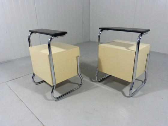 Image 1 of Tube Frame Nightstands/Bed Tables 1950'S