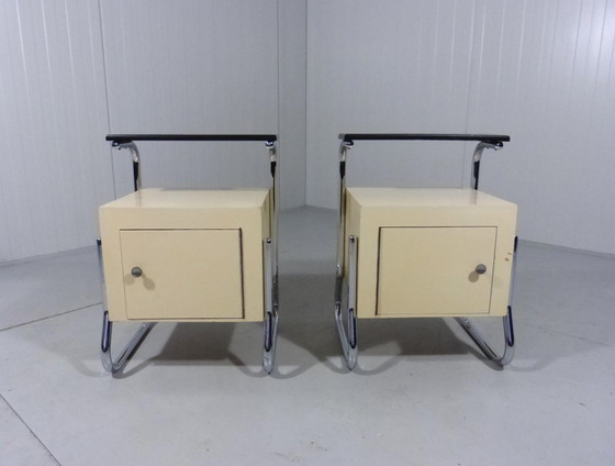 Image 1 of Tube Frame Nightstands/Bed Tables 1950'S