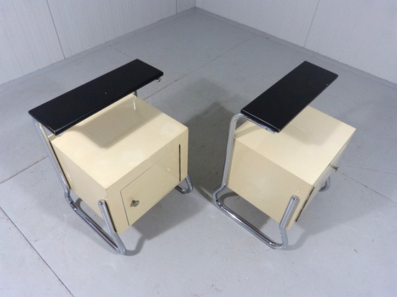 Image 1 of Tube Frame Nightstands/Bed Tables 1950'S