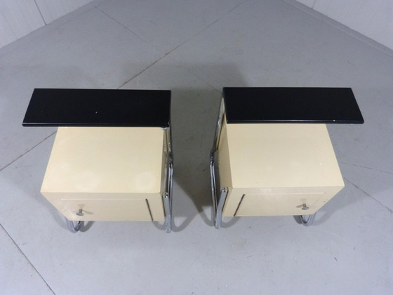 Image 1 of Tube Frame Nightstands/Bed Tables 1950'S