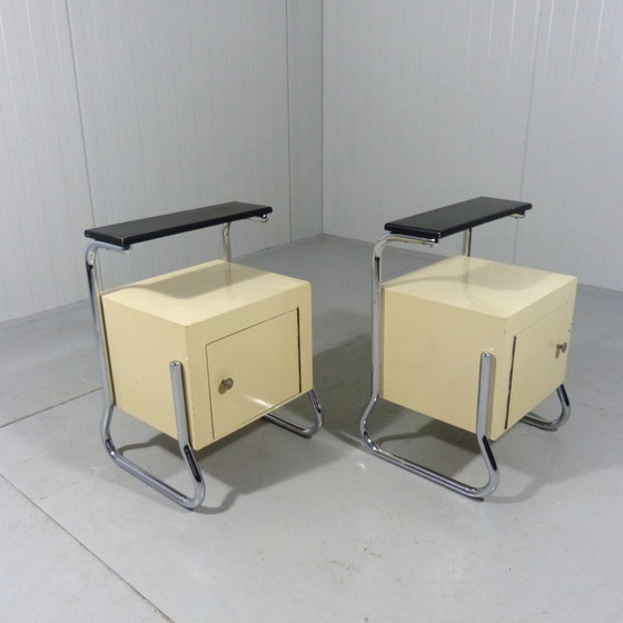 Image 1 of Tube Frame Nightstands/Bed Tables 1950'S