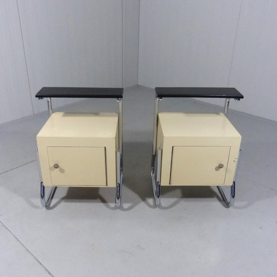 Image 1 of Tube Frame Nightstands/Bed Tables 1950'S