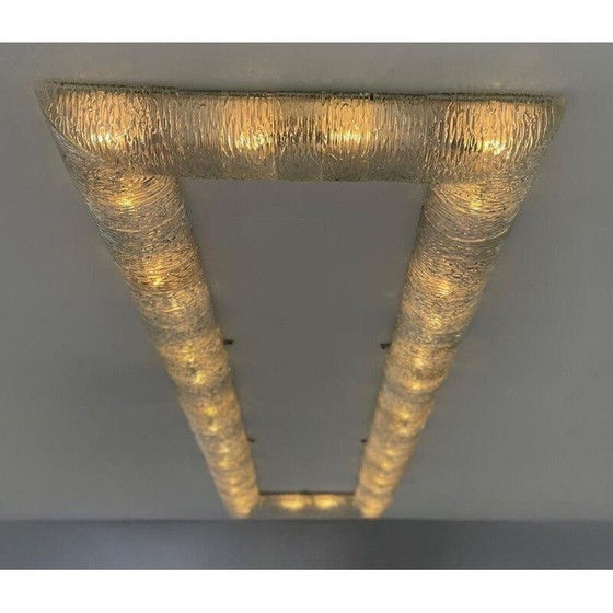 Image 1 of Lampada da soffitto vintage gigante (360 cm) in vetro e metallo di Venini, Italia anni '40
