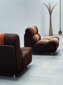 2x Jo Otterpohl pour COR Modular fauteuil rétro marron orange tissu Allemagne 1970s