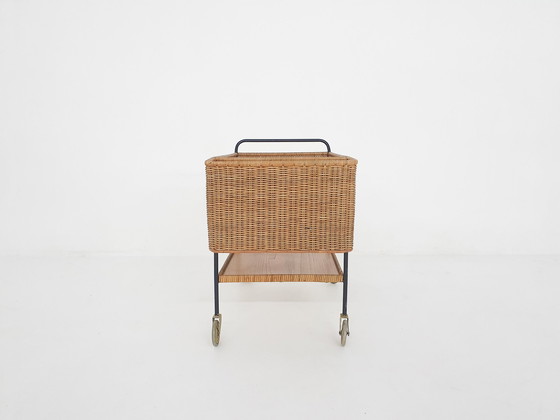 Image 1 of Rattan Trolley Or Bar Cart By Helmut Magg For Deutsche Werkstätten Gmbh, Germany 1960'S