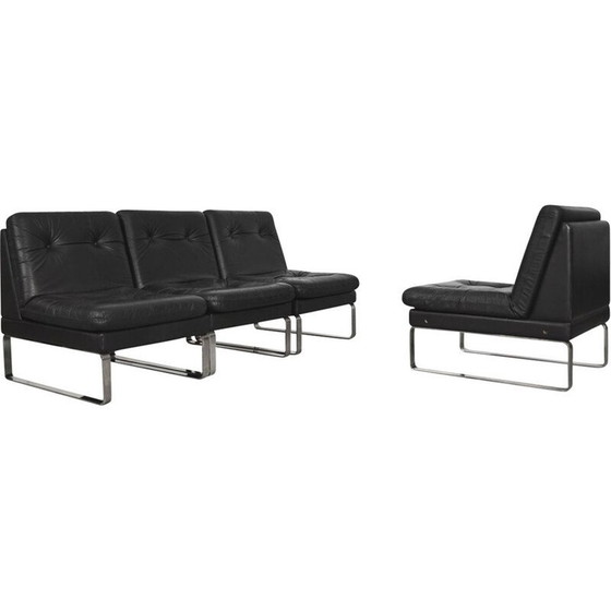 Image 1 of Vintage Modular Sofa in Leater and Chrome for Klöber Manufactory, Germany, 1980s