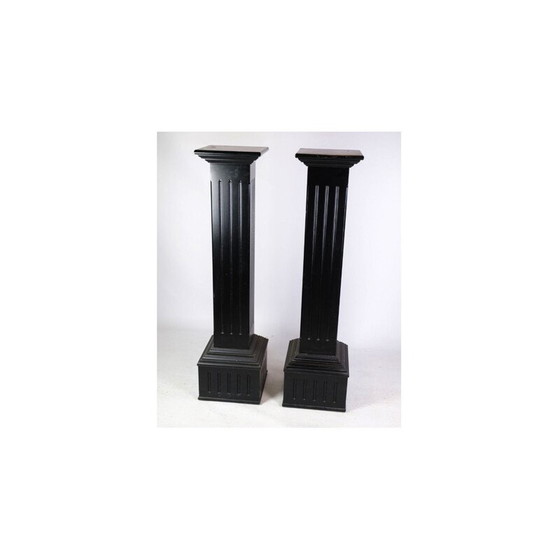 Image 1 of Pair of vintage pedestals with black paint, 1980