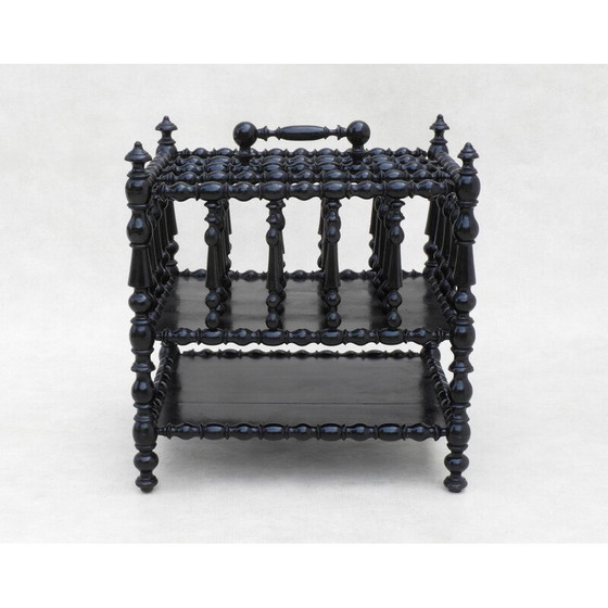 Image 1 of Vintage magazine rack in black lacquer and wood