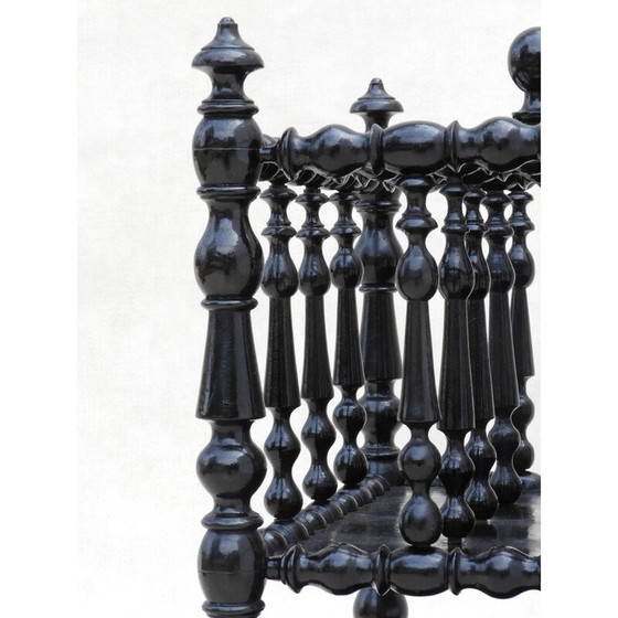 Image 1 of Vintage magazine rack in black lacquer and wood