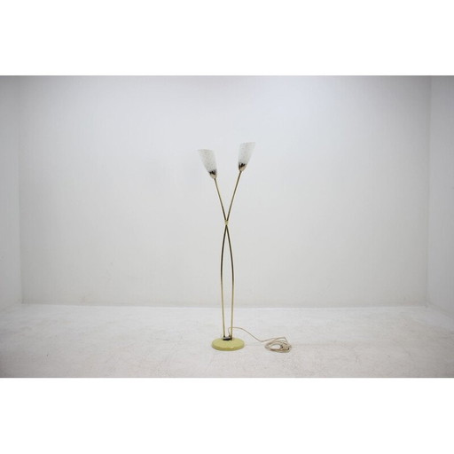 Vintage polychrome steel glazed ceramic floor lamp by Kamenický Šenov, Czechoslovakia 1950