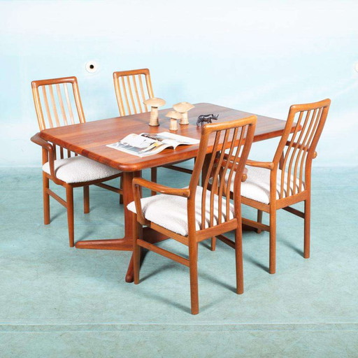 Danish design refurbished dining table, sixties teak dining