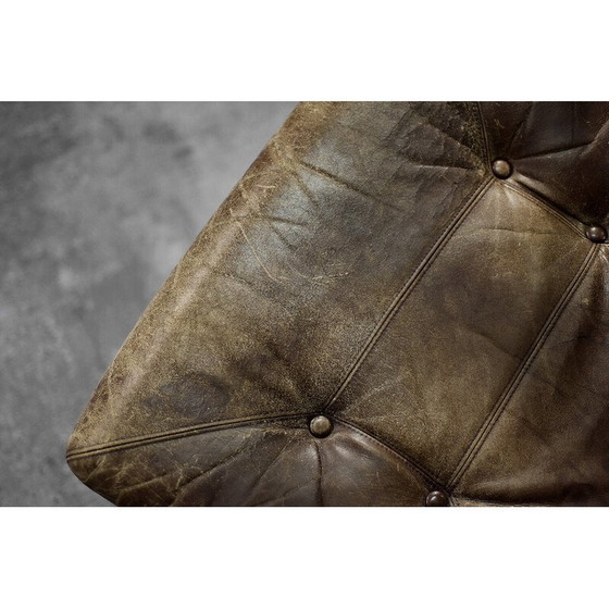 Image 1 of Poltrona vintage in legno di faggio e pelle marrone di Farstrup Møbler, anni '70