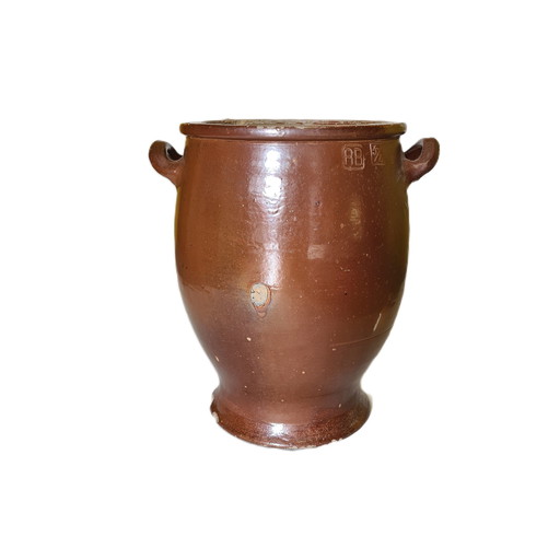 Large Brown Glazed Stock Pot, Early 20th Century