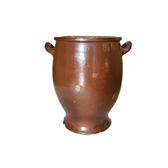 Image 1 of Large Brown Glazed Stock Pot, Early 20th Century