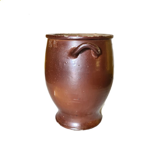 Large Brown Glazed Stock Pot, Early 20th Century