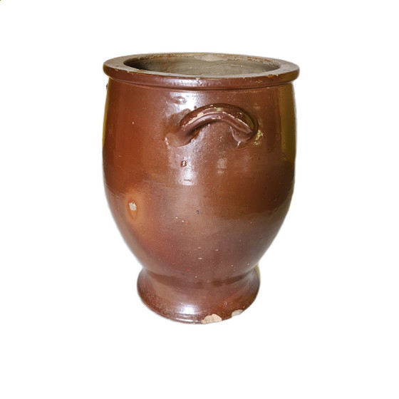 Image 1 of Large Brown Glazed Stock Pot, Early 20th Century