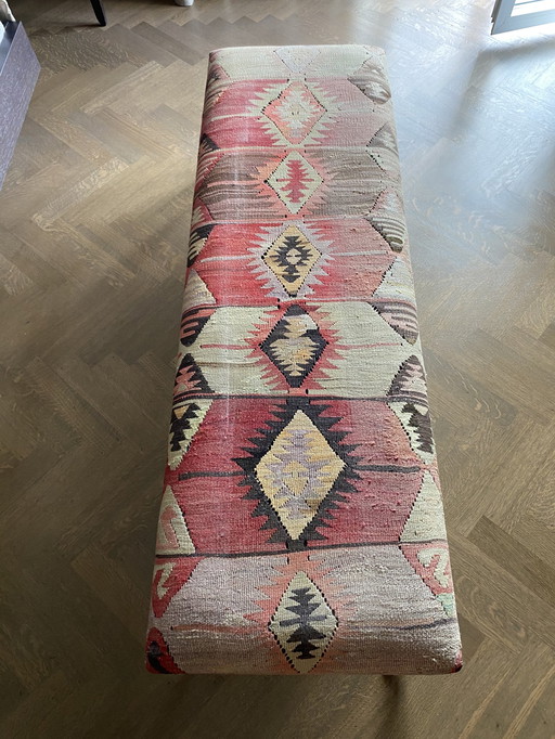 Woven upholstered bench