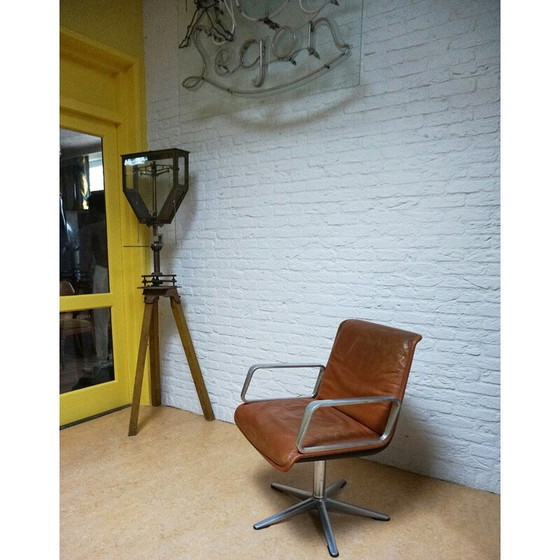 Image 1 of Vintage cognac leather armchair by Delta 2000 for Wilkhahn, Germany 1960s