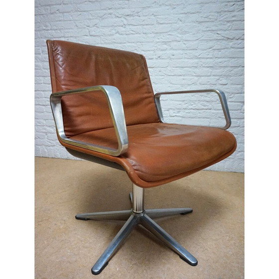Image 1 of Vintage cognac leather armchair by Delta 2000 for Wilkhahn, Germany 1960s