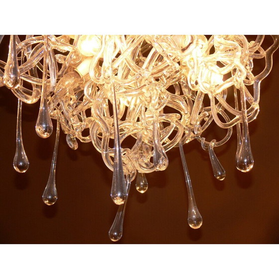 Image 1 of Pair of vintage glass chandeliers by René Roubicek,Czech Republic 1960