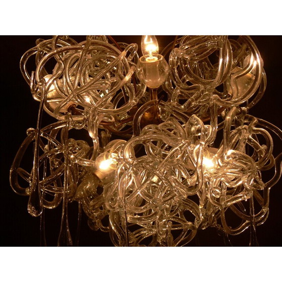 Image 1 of Pair of vintage glass chandeliers by René Roubicek,Czech Republic 1960