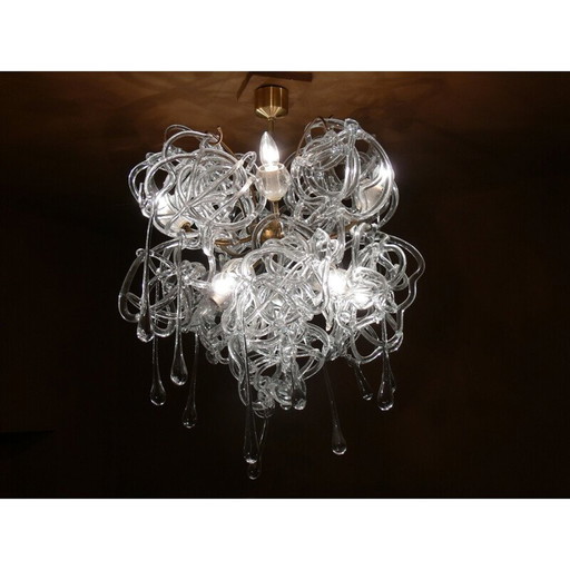 Pair of vintage glass chandeliers by René Roubicek,Czech Republic 1960